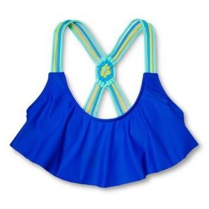Xhilaration Blue flounce bikini swim top Medium